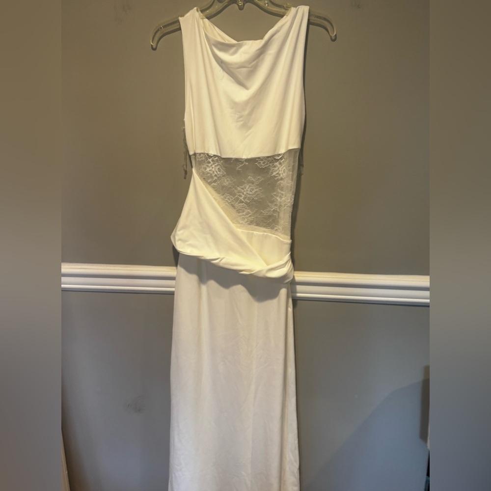 Peppermayo White Maxi Dress with Lace Detail